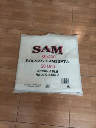 Bolsa camiseta 85x100cm con asas paq 50 uni