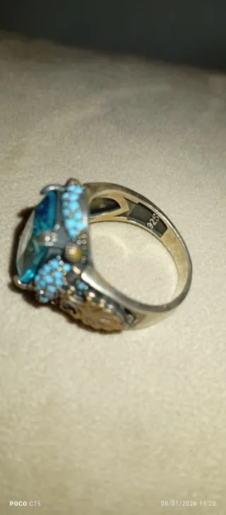 Anillo Plata Hombre Azul Precioso
