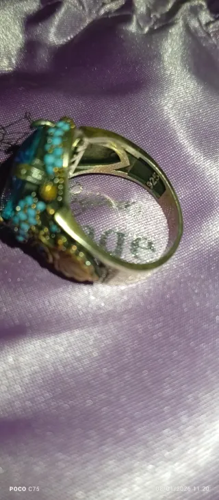 Anillo Plata Hombre Azul Precioso