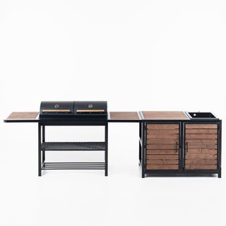 Parrilla doble con mesa y fregadero