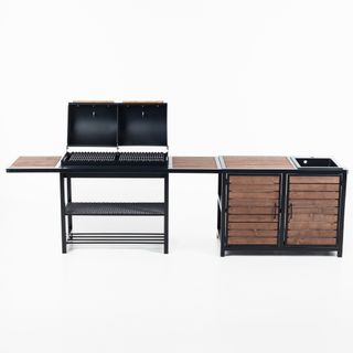 Parrilla doble con mesa y fregadero