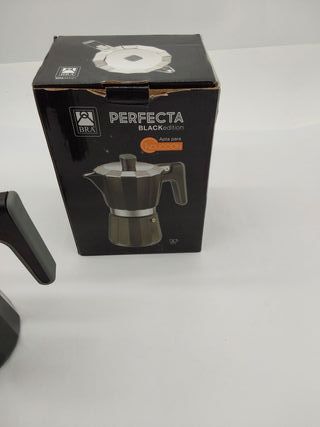 BRA Perfecta Black Cafetera Italiana Inducción, Aluminio, Capacidad 6 tazas, color negro