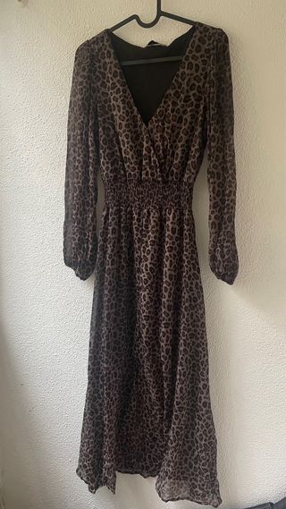 Vestido midi Stradivarius Talla S animal print