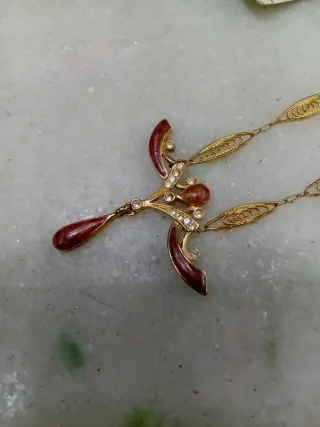 Collana vintage oro e rosso