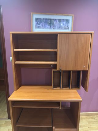 Escritorio y Estantería de Madera.