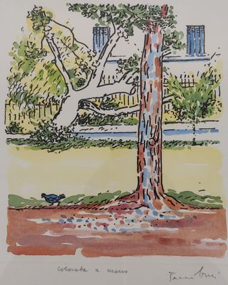 Orfeo Tamburi 2 litografie colorate firmate a mano