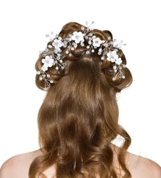 Tocado Novia Flores y Perlas
