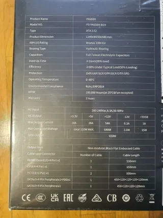 Fuente Alimentación CPS YK650H 650W 80+ Bronze