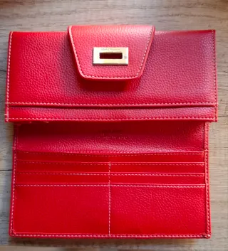 Cartera Ferragamo Piel Roja Vintage Nueva