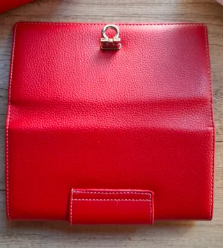 Cartera Ferragamo Piel Roja Vintage Nueva