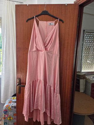 Vestido satinado rosa L