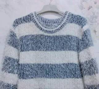 Jersey punto peluche rayas.