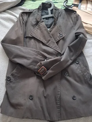 Gabardina mujer azul gris T.42