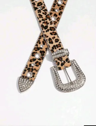 Cinturón Leopardo Hebilla Strass