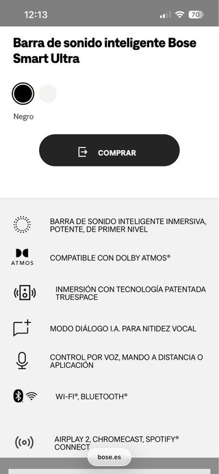 Bose Smart Ultra Soundbar Negra