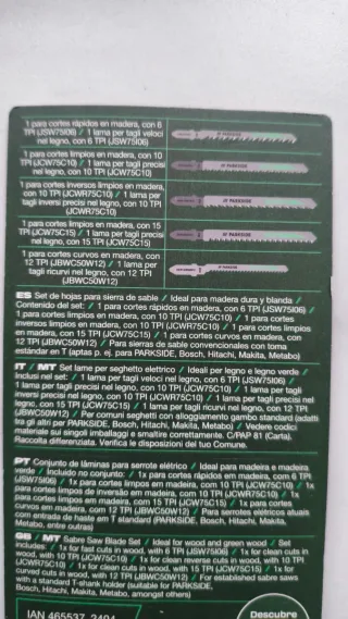 Set 5 Hojas Sierra Calar Parkside