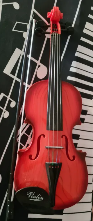 Violín de plástico rojo para niños