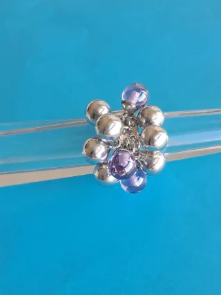 Anillo Plata Ley Bolas Amatistas y de plata