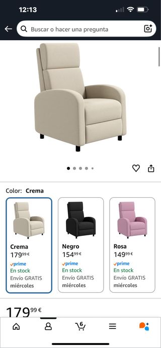 Sillón reclinable crema