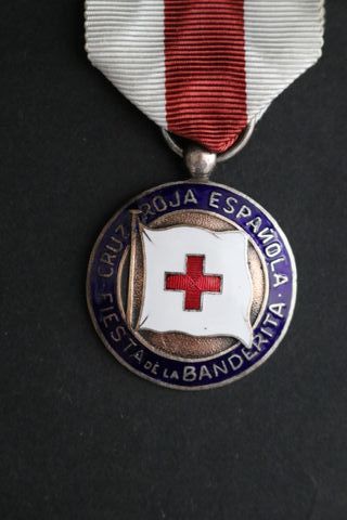 Medalla Cruz Roja Española Banderita Plata