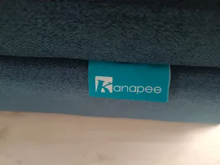 Canapé abatible azul oscuro de tela + cabecero 150