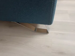 Canapé abatible azul oscuro de tela + cabecero 150