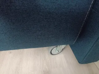 Canapé abatible azul oscuro de tela + cabecero 150