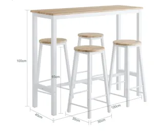 Taburetes altos madera y metal (Set de 2)