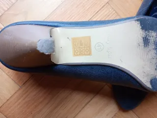 Zapatos de tacón bajo azul mujer