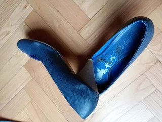 Zapatos de tacón bajo azul mujer