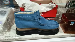 Botines azules con cordones y plataforma