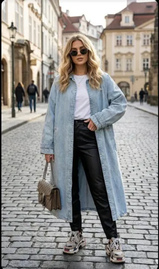 Chaqueta larga vaquera oversize