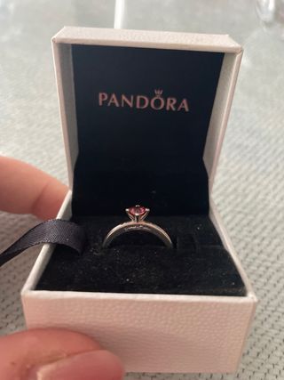 Anillo Pandora Corazón Rosa y Plata