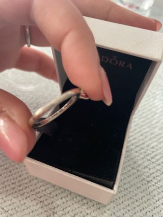 Anillo Pandora Corazón Rosa y Plata