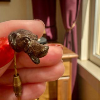 Antica spilla cane scultura fine '800