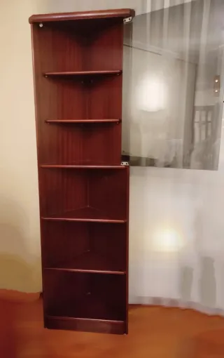 MUEBLE RINCONERA MADERA Y CRISTAL