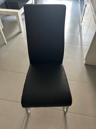 4 Sillas Comedor Piel Negra