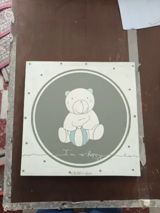 Cuadro infantil oso con pelota