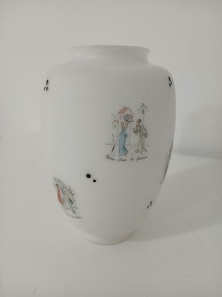 Paralume Lampada Vetro Opalino Decorato