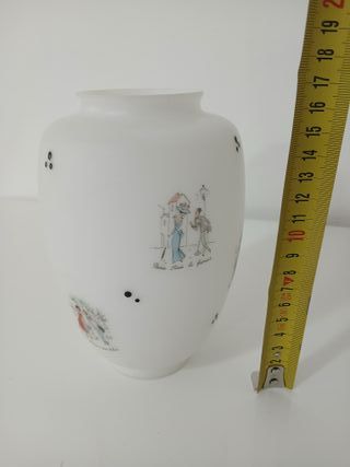 Paralume Lampada Vetro Opalino Decorato