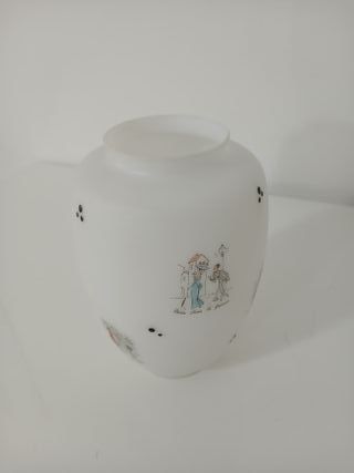 Paralume Lampada Vetro Opalino Decorato