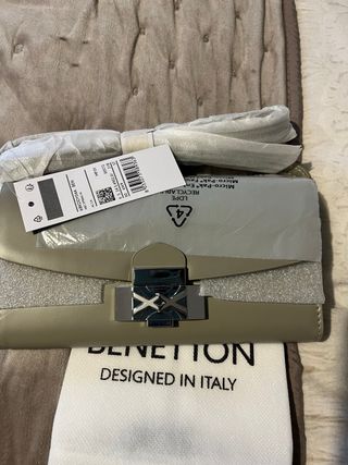 Bolso Benetton Beige y Plateado