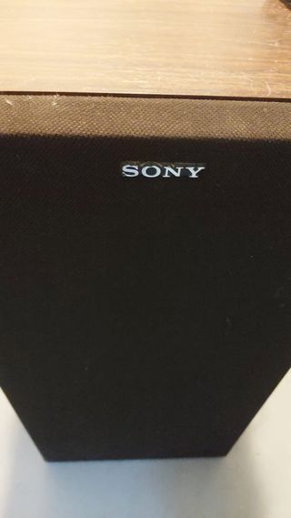 Altavoces Sony Columnas color madera marrón.