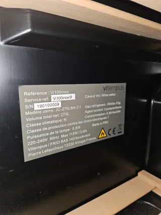 Nevera de vinos Vitempus