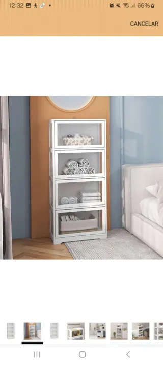 Vitrina expositora blanca y transparente