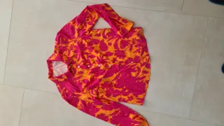 Camicia fantasia arancione e fucsia