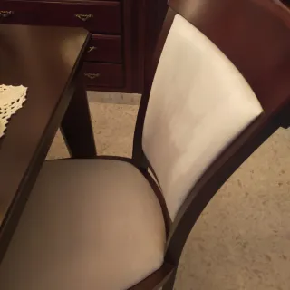 6 Sillas Tapizadas Madera Beige y Marrón