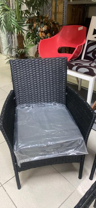 Conjunto terraza sofá 2 sillones mesa, Negro/Gris