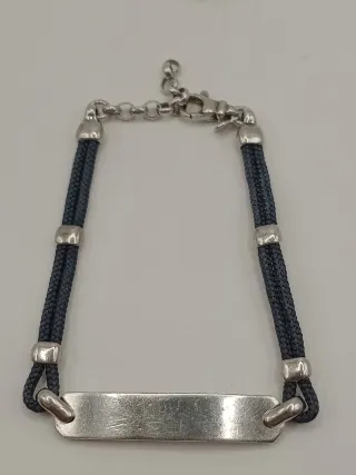 Braccialetto uomo placca argento 925 corda nautica