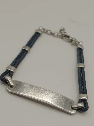 Braccialetto uomo placca argento 925 corda nautica